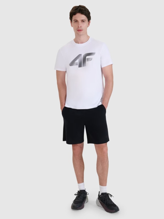Męski t-shirt z nadrukiem 4F 4FWMM00TTSHM2257 - biały