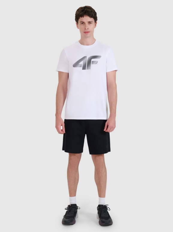 Męski t-shirt z nadrukiem 4F 4FWMM00TTSHM2257 - biały