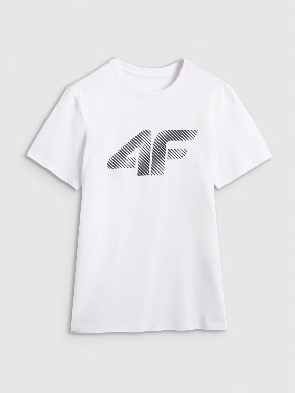 Męski t-shirt z nadrukiem 4F 4FWMM00TTSHM2257 - biały