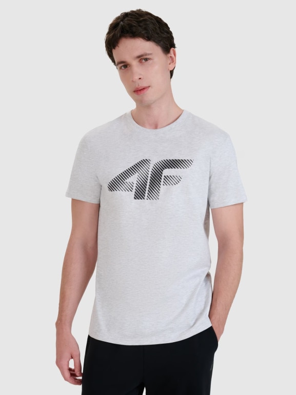 Męski t-shirt z nadrukiem 4F 4FWMM00TTSHM2257 - biały