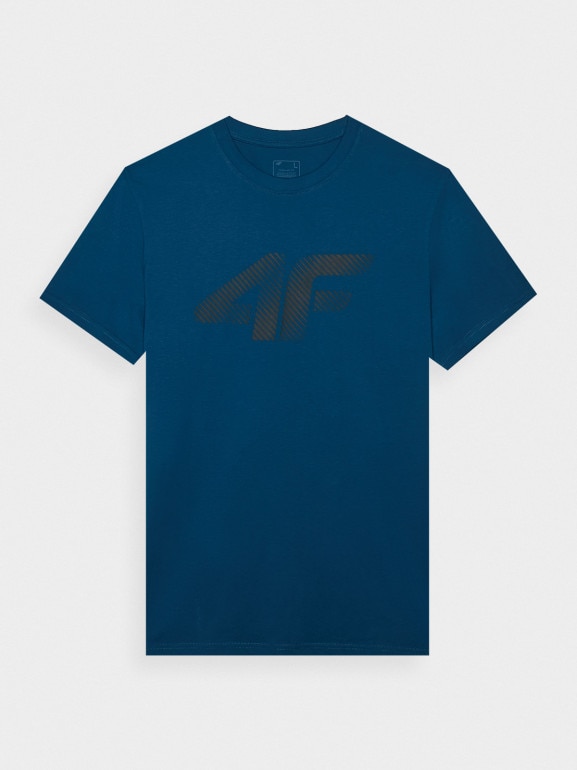 Męski t-shirt z nadrukiem 4F 4FWMM00TTSHM2257 - turkusowy