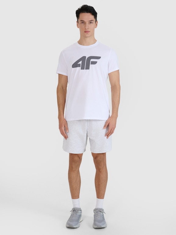 Męski t-shirt z nadrukiem 4F 4FWMM00TTSHM2658 - biały