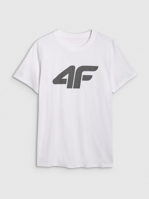 Męski t-shirt z nadrukiem 4F 4FWMM00TTSHM2658 - biały
