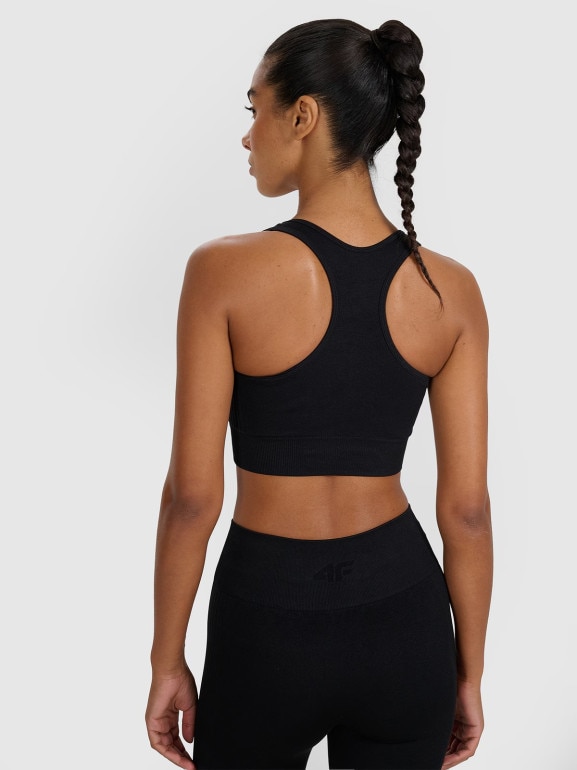Damski biustonosz treningowy 4F 4FWMM00USBAF214 - czarny