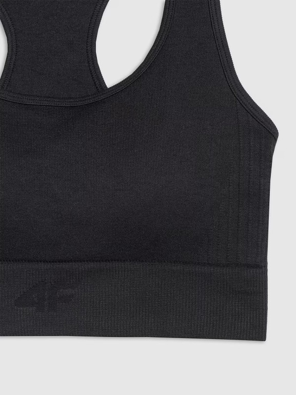 Damski biustonosz treningowy 4F 4FWMM00USBAF214 - czarny