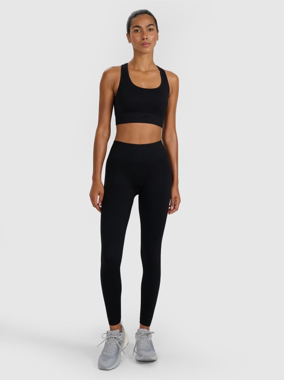 Damski biustonosz treningowy 4F 4FWMM00USBAF214 - czarny
