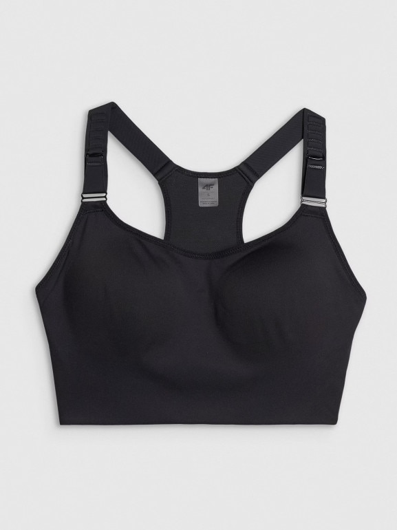Damski biustonosz treningowy 4F 4FWMM00USBAF216 - czarny