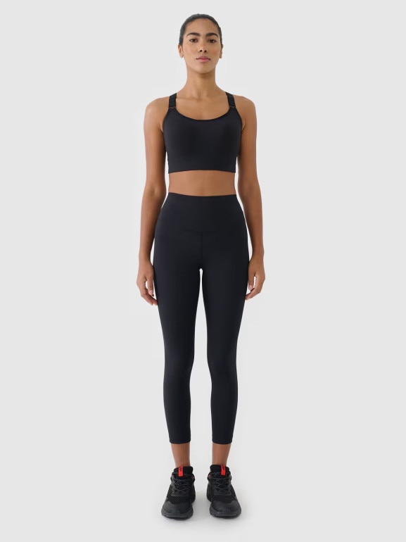 Damski biustonosz treningowy 4F 4FWMM00USBAF216 - czarny