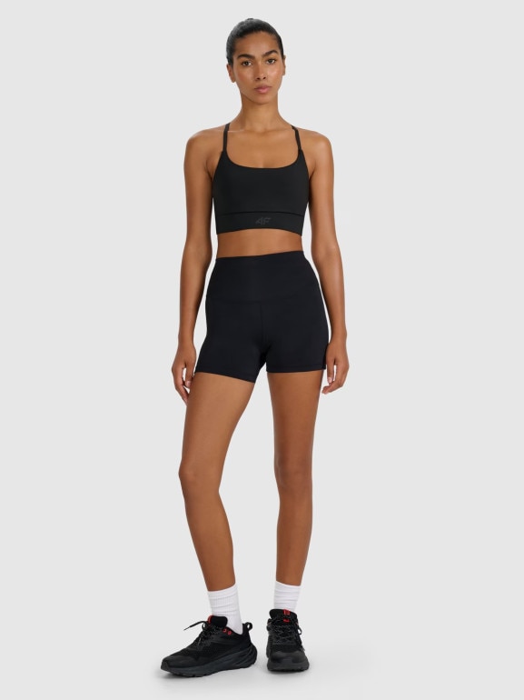 Damski biustonosz treningowy 4F 4FWMM00USBAF217 - czarny