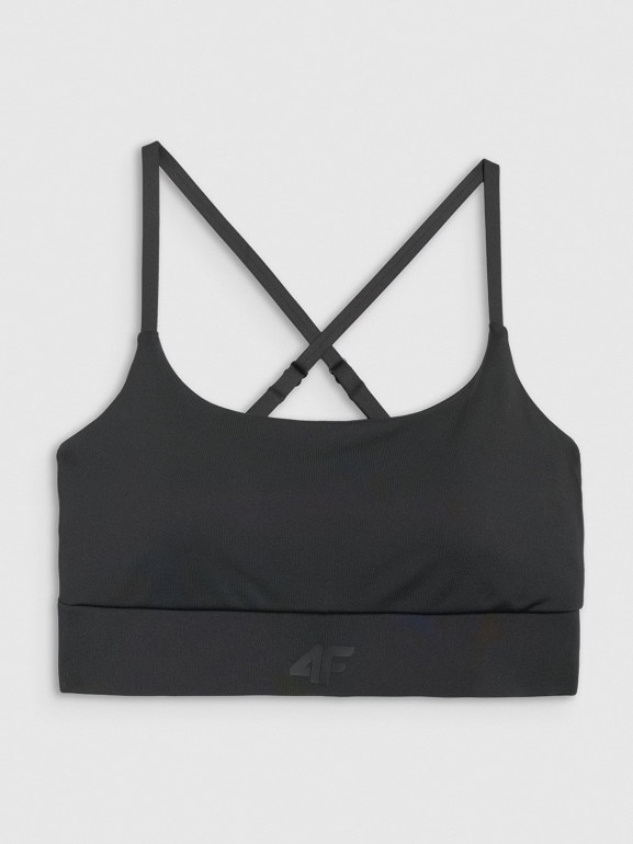 Damski biustonosz treningowy 4F 4FWMM00USBAF217 - czarny