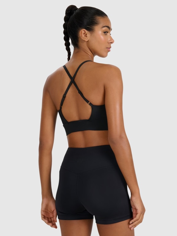 Damski biustonosz treningowy 4F 4FWMM00USBAF217 - czarny