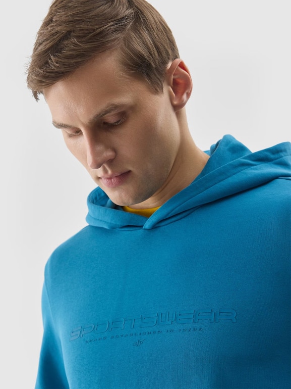 Męska bluza nierozpinana z kapturem 4F 4FWSS24TSWSM0948 - niebieska