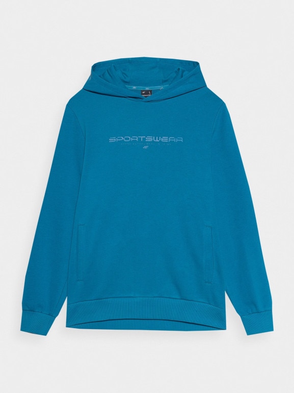 Męska bluza nierozpinana z kapturem 4F 4FWSS24TSWSM0948 - niebieska