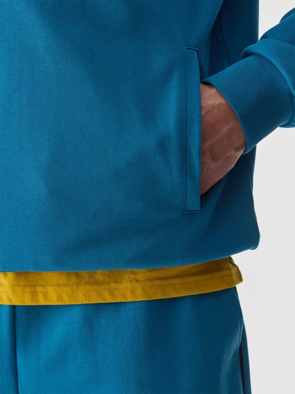 Męska bluza nierozpinana z kapturem 4F 4FWSS24TSWSM0948 - niebieska