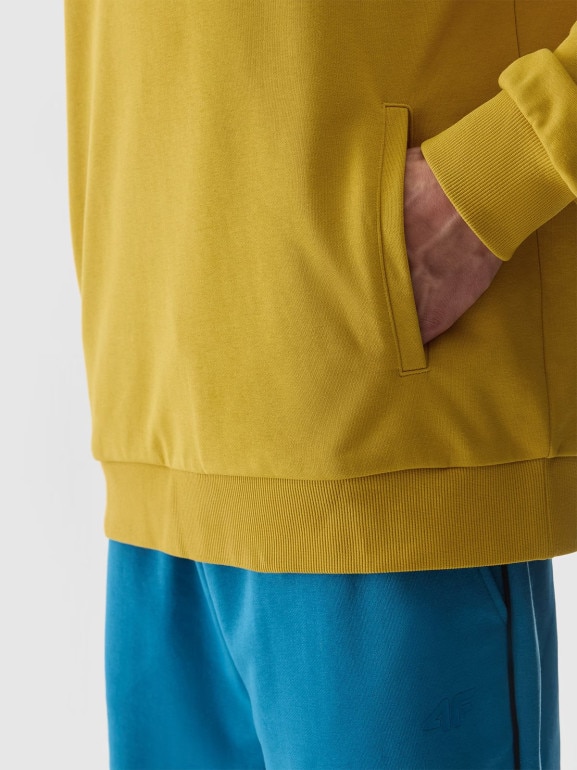 Męska bluza nierozpinana z kapturem 4F 4FWSS24TSWSM0948 - żółta