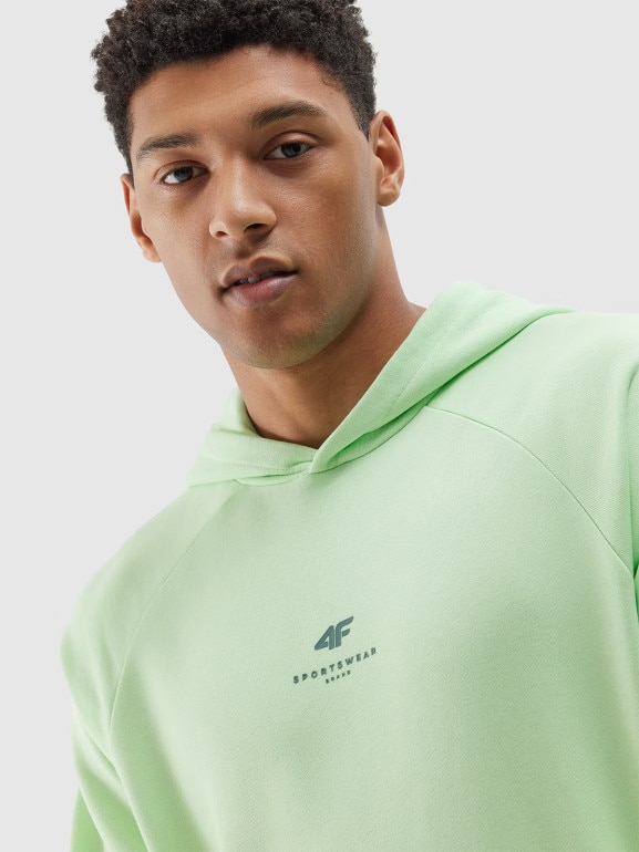 Męska bluza nierozpinana z kapturem 4F 4FWSS24TSWSM1010 - zielona