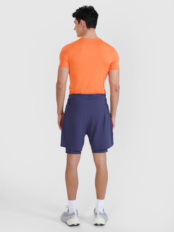 Męskie spodenki do biegania 4F 4FWSS25TFSHM0880 - granatowe