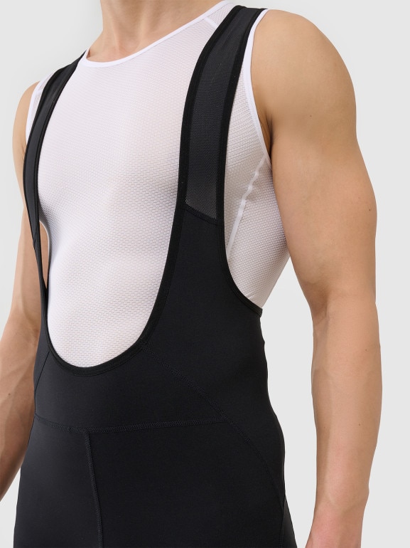 Męskie legginsy rowerowe z szelkami 4F 4FWSS25TFSTM040 - czarne