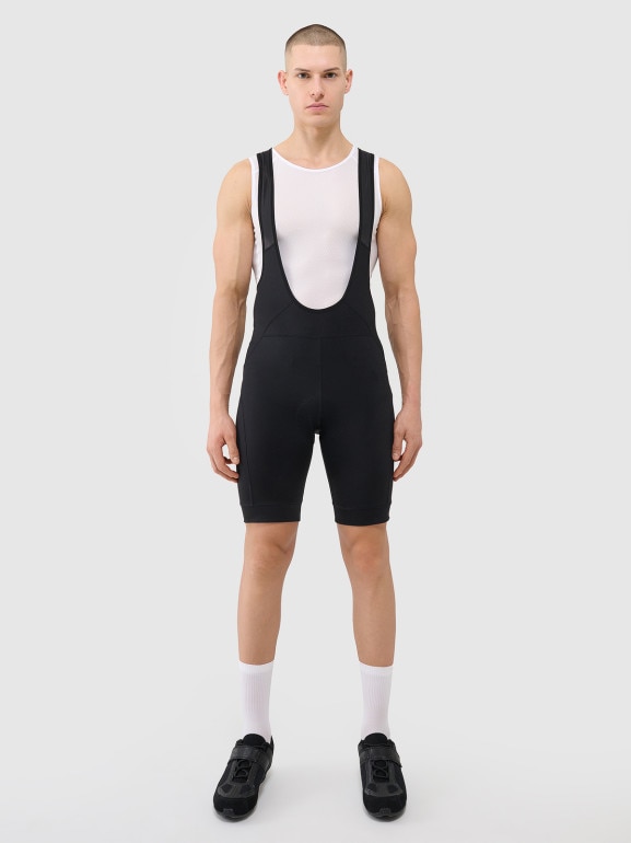 Męskie legginsy rowerowe z szelkami 4F 4FWSS25TFSTM040 - czarne