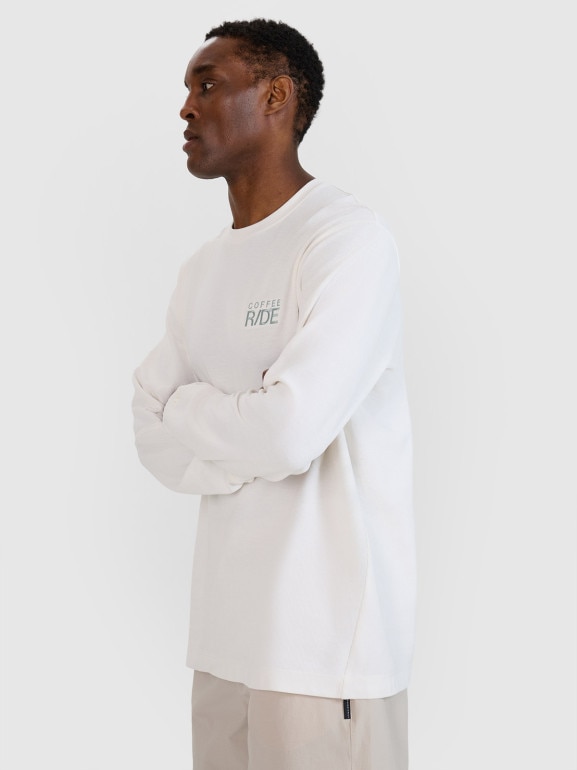 Męski longsleeve oversize 4F 4FWSS25TLONM390 - biały