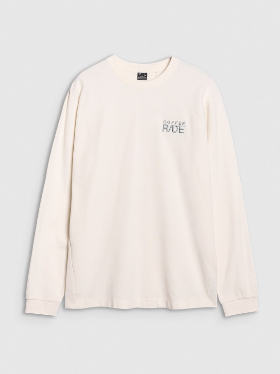 Męski longsleeve oversize 4F 4FWSS25TLONM390 - biały