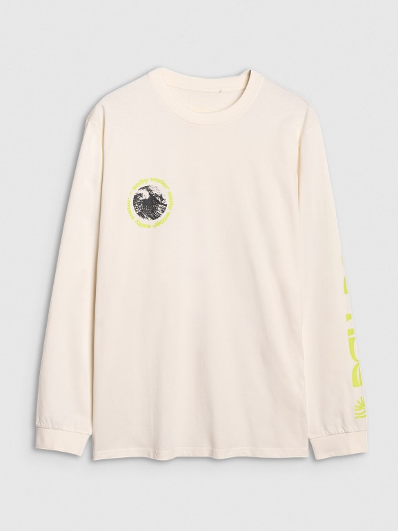 Męski longsleeve z nadrukiem 4F 4FWSS25TLONM392 - biały