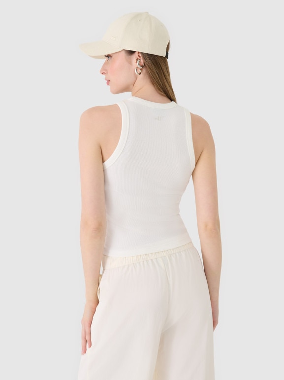 Damski top basic 4F 4FWSS25TSLEF119 - biały
