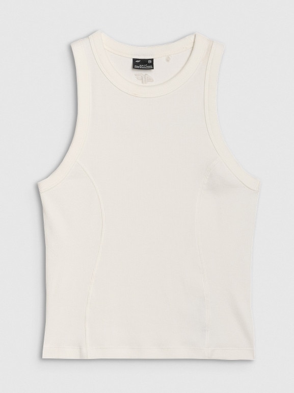 Damski top basic 4F 4FWSS25TSLEF119 - biały