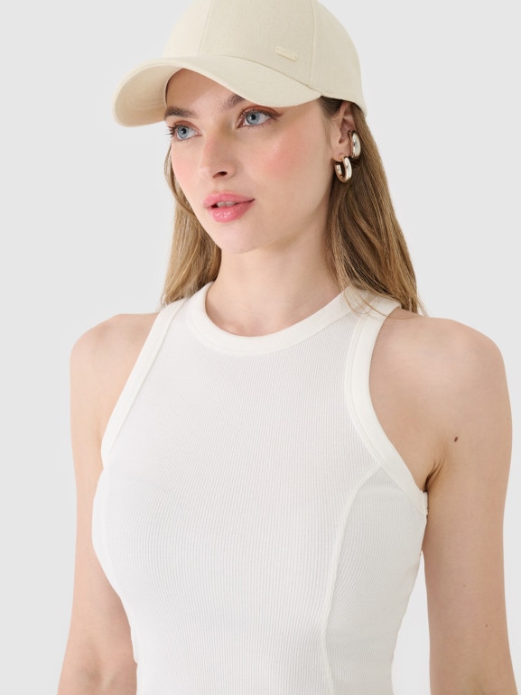 Damski top basic 4F 4FWSS25TSLEF119 - biały