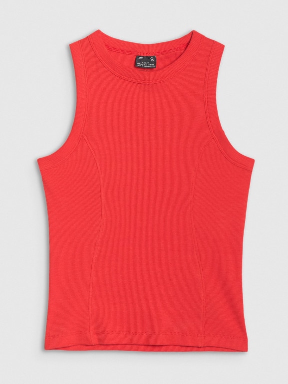 Damski top basic 4F 4FWSS25TSLEF119 - czerwony