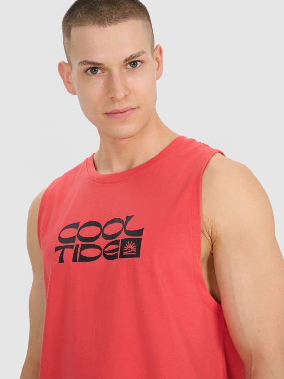 Męski top z nadrukiem 4F 4FWSS25TSLEM123 - czerwony