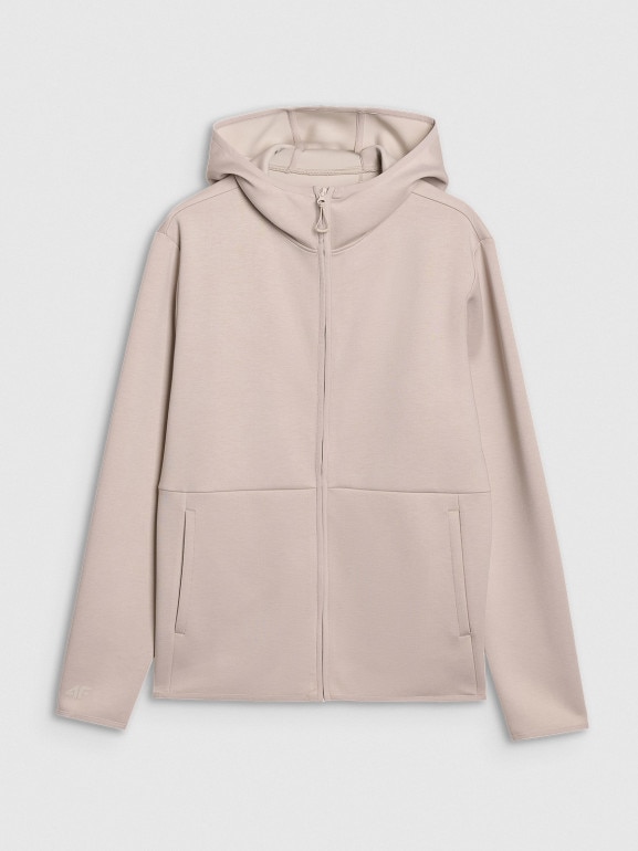 Męska bluza dresowa rozpinana z kapturem 4F 4FWSS25TSWSM1548 - beżowa