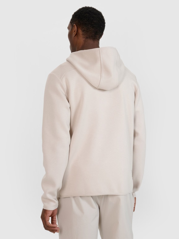 Męska bluza dresowa rozpinana z kapturem 4F 4FWSS25TSWSM1548 - beżowa