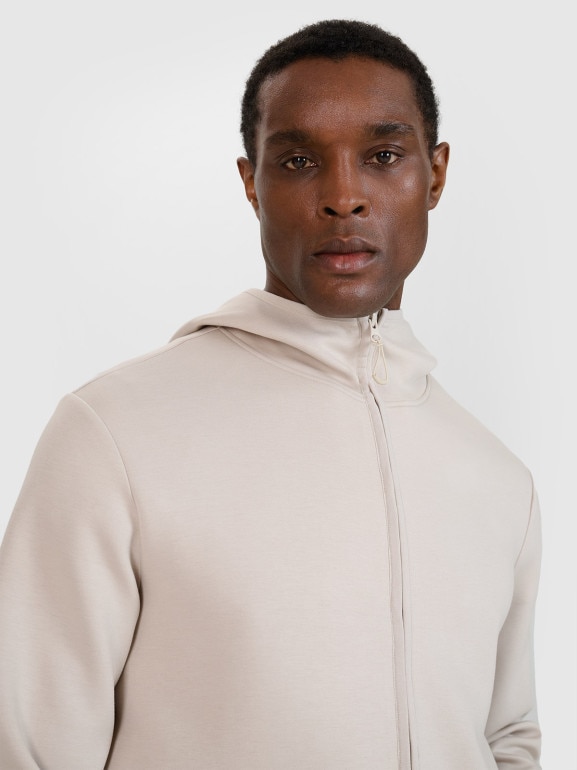 Męska bluza dresowa rozpinana z kapturem 4F 4FWSS25TSWSM1548 - beżowa