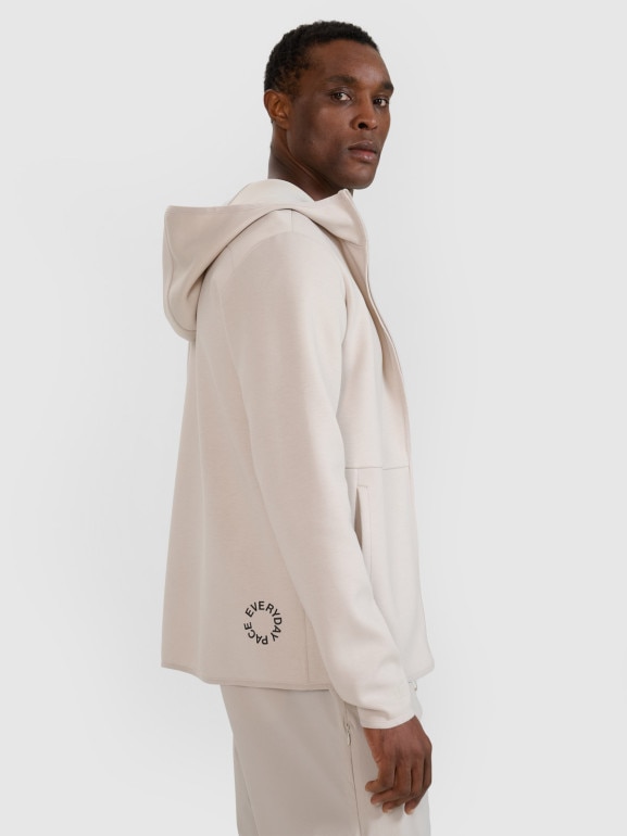 Męska bluza dresowa rozpinana z kapturem 4F 4FWSS25TSWSM1548 - beżowa