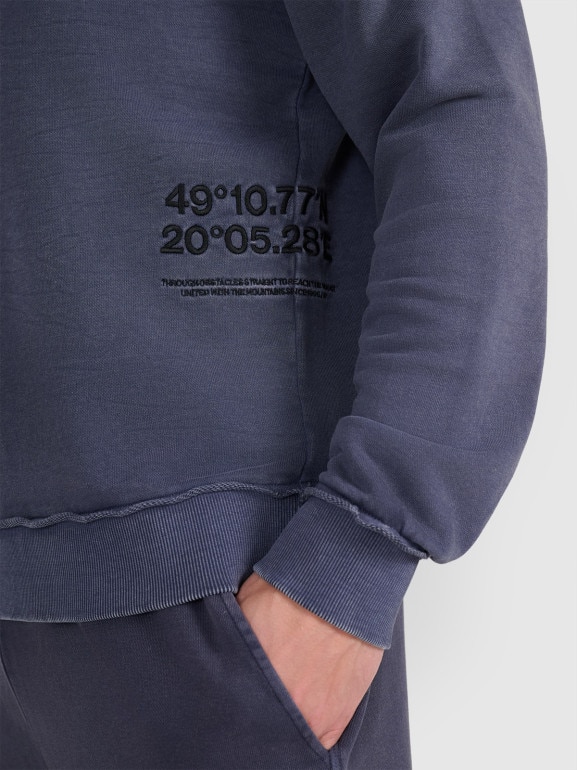 Męska bluza dresowa nierozpinana bez kaptura 4F 4FWSS25TSWSM1739 - granatowy