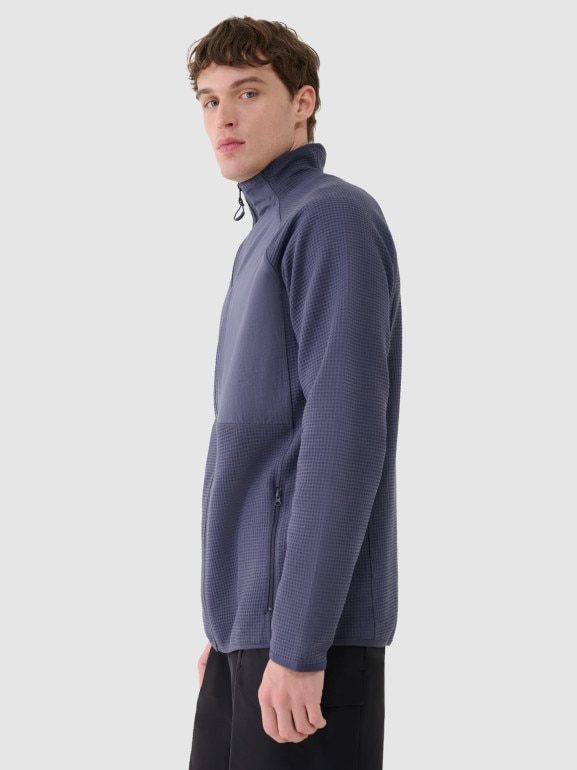 Męska bluza ze stójką rozpinana bez kaptura 4F 4FWSS25TSWSM1751 - granatowa