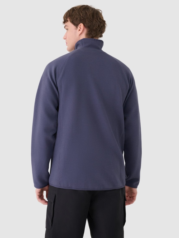 Męska bluza ze stójką rozpinana bez kaptura 4F 4FWSS25TSWSM1751 - granatowa