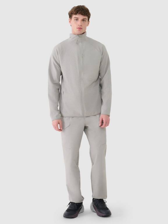 Męska bluza ze stójką rozpinana bez kaptura 4F 4FWSS25TSWSM1751 - szara