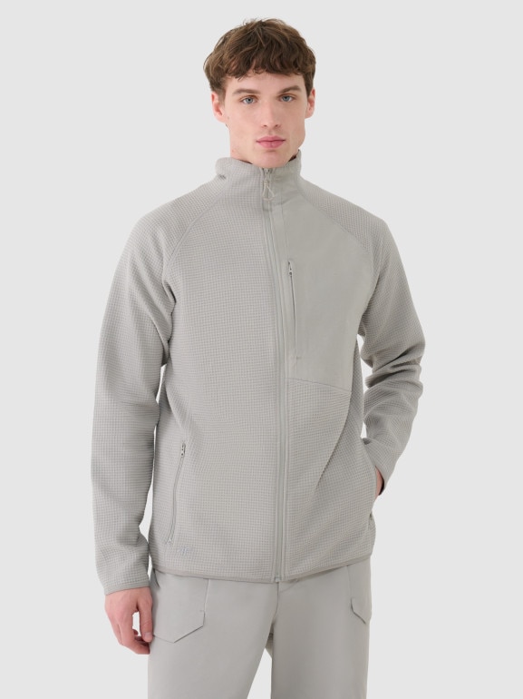 Męska bluza ze stójką rozpinana bez kaptura 4F 4FWSS25TSWSM1751 - szara