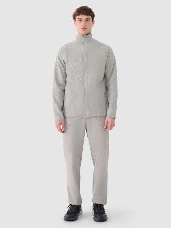 Męska bluza ze stójką rozpinana bez kaptura 4F 4FWSS25TSWSM1751 - szara