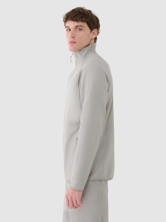 Męska bluza ze stójką rozpinana bez kaptura 4F 4FWSS25TSWSM1751 - szara