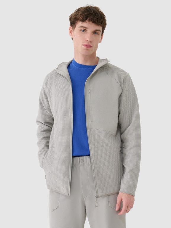 Męska bluza ze stójką rozpinana bez kaptura 4F 4FWSS25TSWSM1751 - szara