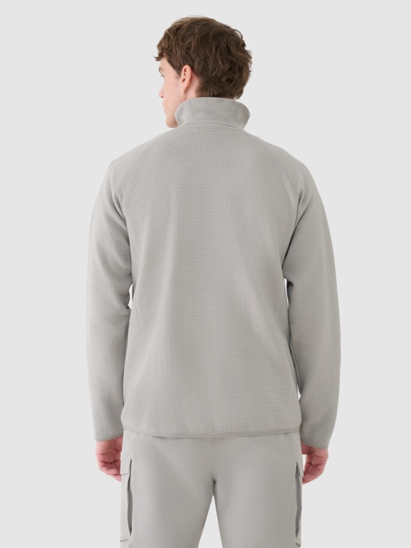 Męska bluza ze stójką rozpinana bez kaptura 4F 4FWSS25TSWSM1751 - szara