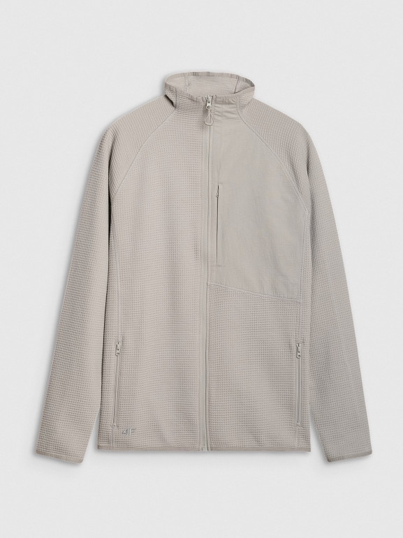 Męska bluza ze stójką rozpinana bez kaptura 4F 4FWSS25TSWSM1751 - szara