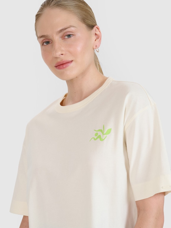 Damski t-shirt z nadrukiem 4F 4FWSS25TTSHF1967 - biały