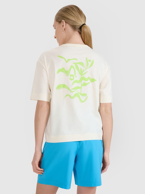 Damski t-shirt z nadrukiem 4F 4FWSS25TTSHF1967 - biały