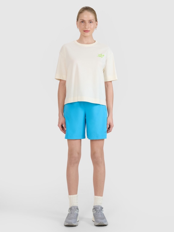 Damski t-shirt z nadrukiem 4F 4FWSS25TTSHF1967 - biały