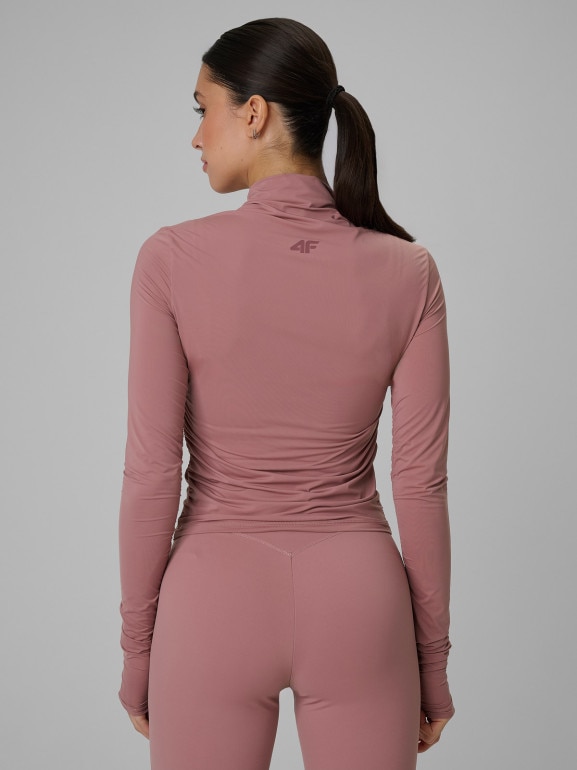 Damski longsleeve treningowy 4F 4FWSS26TFLOF502 - różowy