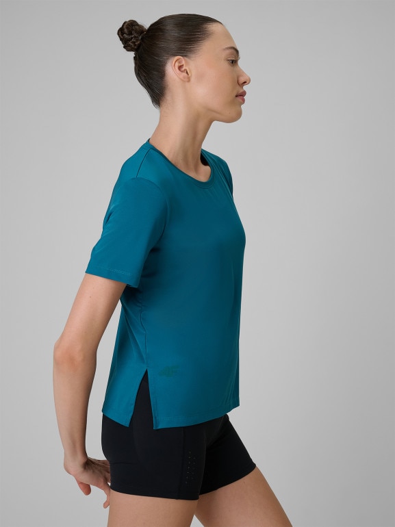 Damska koszulka treningowa 4F 4FWSS26TFTSF1847 - turkusowa